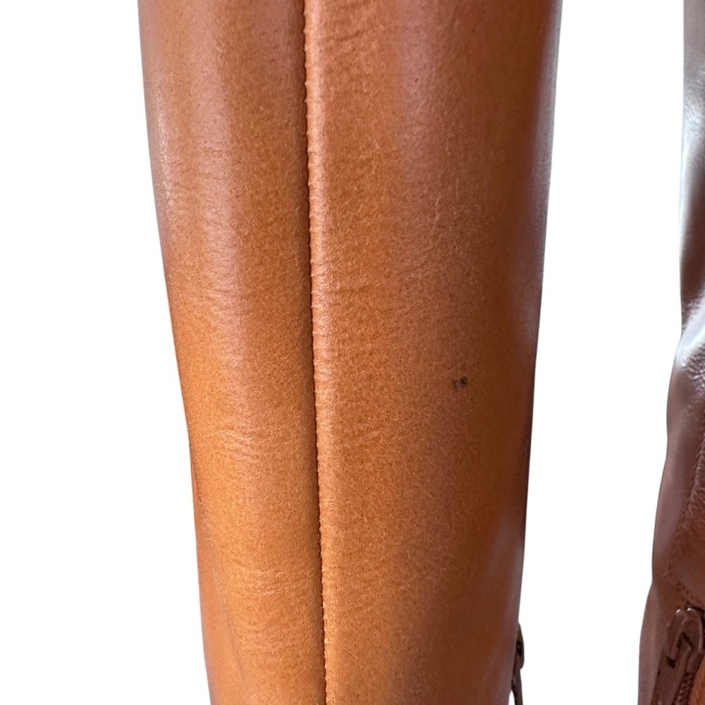 Free People Naomi Leather Square Toe Tall Heel Boots in Tuscan Tan Size 7.5 NWOT - Picture 12 of 16